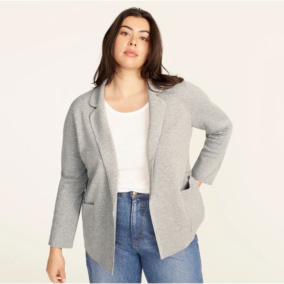 J. CREW Eloise Sweater Blazer Heather Gray Sz Large $178 {TT18} - Picture 1 of 6